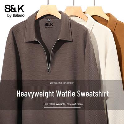 Baleno S&K Series Men's Half-Zip Waffle Knit Polo Sweatshirt