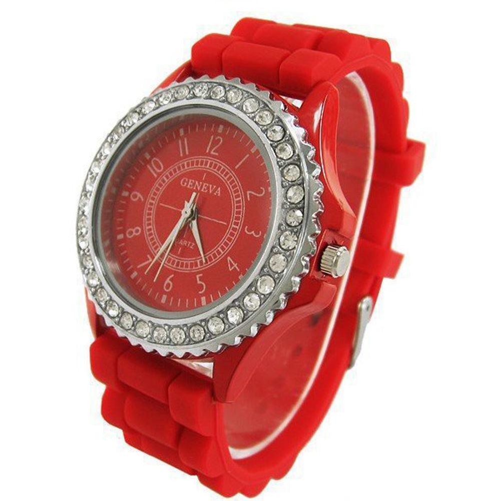 Einfacher Stil Frau Silikonuhr Quarz Armbanduhr Rundes Zifferblatt Gummi Stunden Uhr