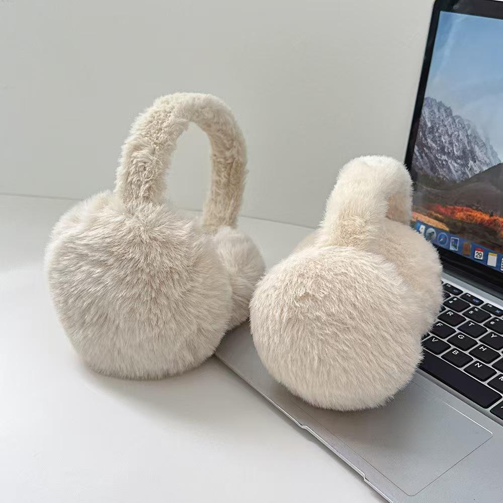 Winter Faux Rabbit Fur Earmuffs Plain Solid Color