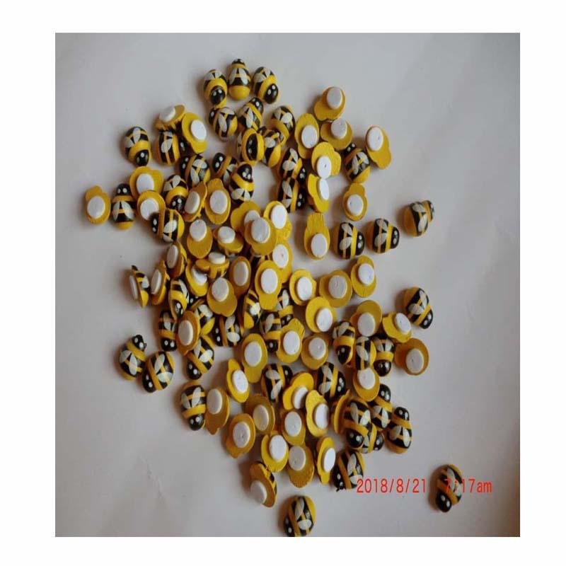 Double-Sided Tape Wooden Bee Stickers: Creative DIY Flower and Ladybug Small Ornaments