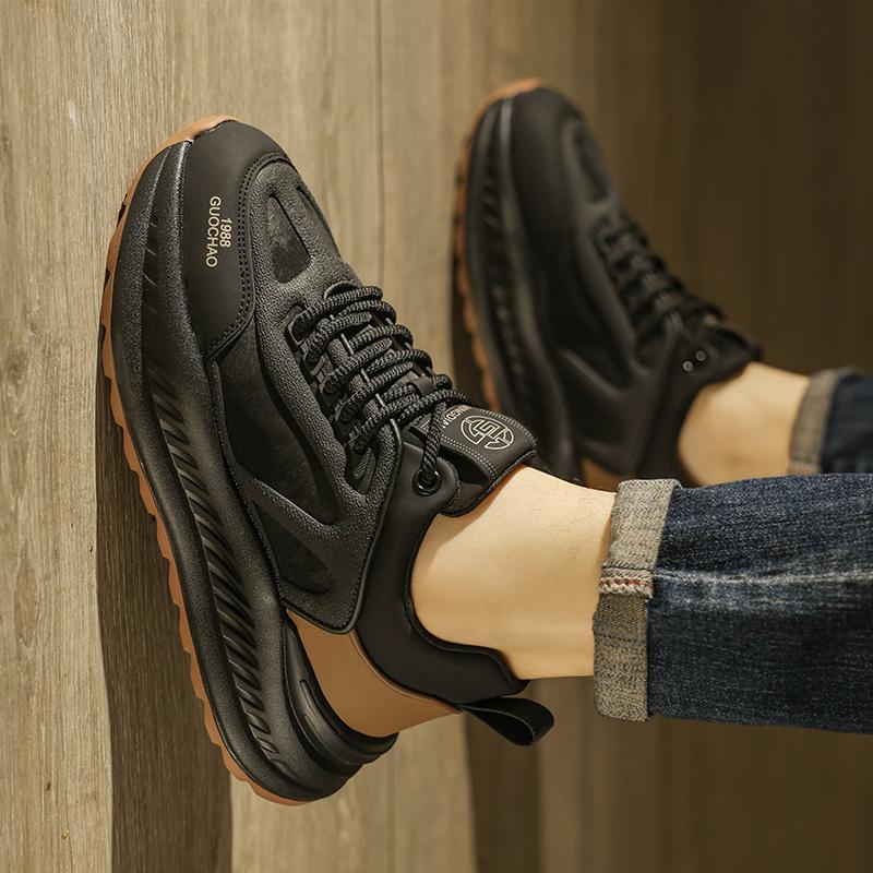 Putian Forrest Gump autumn and winter leisure sports thick-soled height increase running black dad velvet cotton shoes 39 чёрный