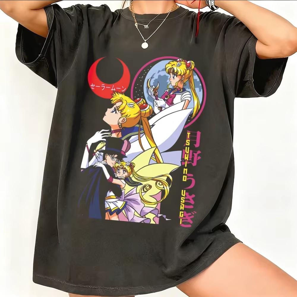 Sailor Moon Retro 90s Anime Graphic T Shirt 2026 Summer Unisexs Clothing Women Tee Streetwear Casual Trend Couple Hip Hop Top