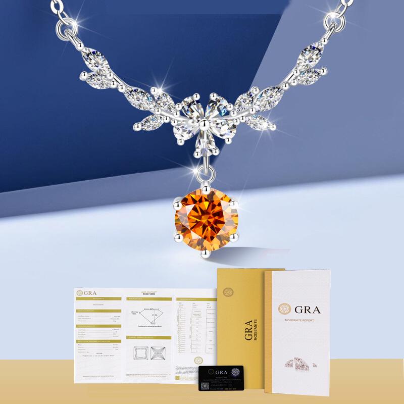 S925 Sterling Silver Wisteria Moissanite Necklace, 1 Carat D Color, Cool Style, Light Luxury Clavicle Chain for Women