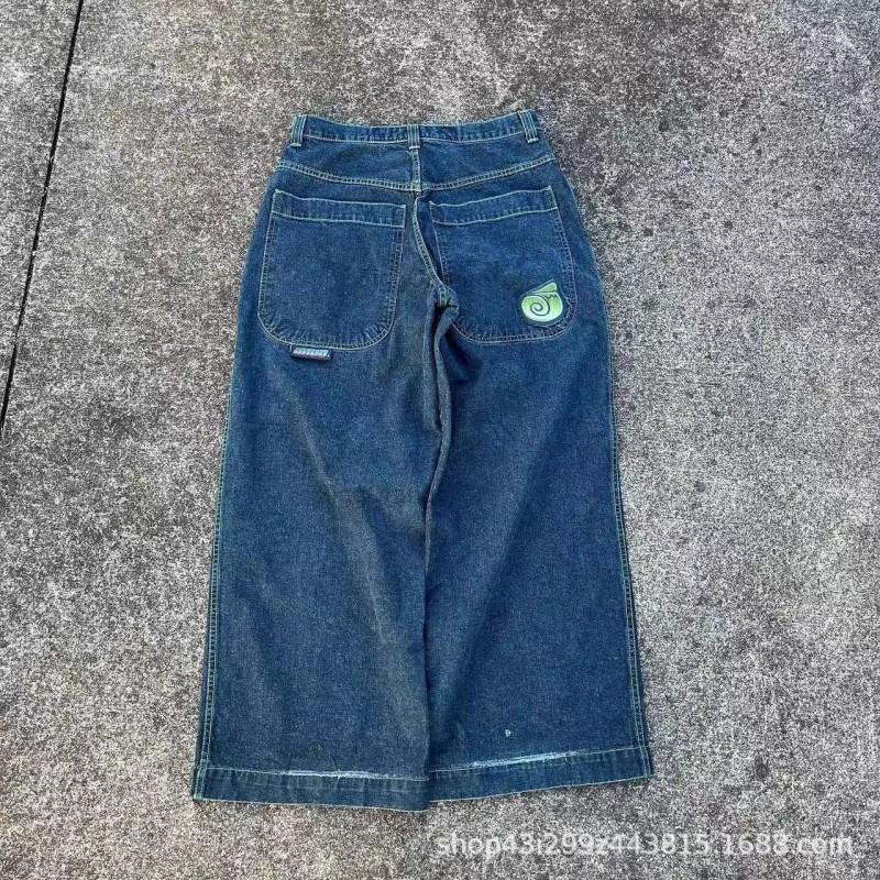 Jeans da Uomo Vestibilità Rilassata Denim Lavato Vintage Con Stampa Grafica Gamba Dritta Pantaloni Streetwear Autunno