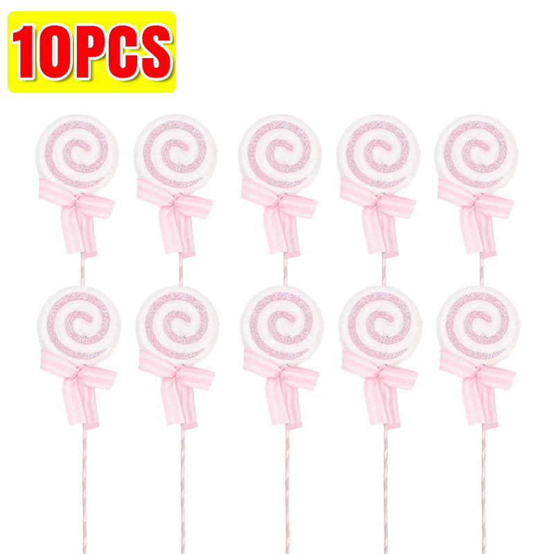Christmas Lollipop Ornaments Plastic Glittery Candy Cane Xmas Tree Hanging Pendants Home Party Festival New Year Decors Gifts