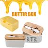 Butter Sealing Box Ceramic Butter Plate Wooden Lid and Cutter Cheese Storage Tray Butter Dish Container Box
