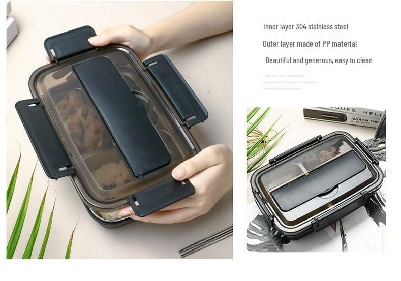 Multi-Compartment Stainless Steel Bento Box - No Flavor Mixing, Microwave Safe, Ideal for Students and Office Workers, Portable Lunch Solution