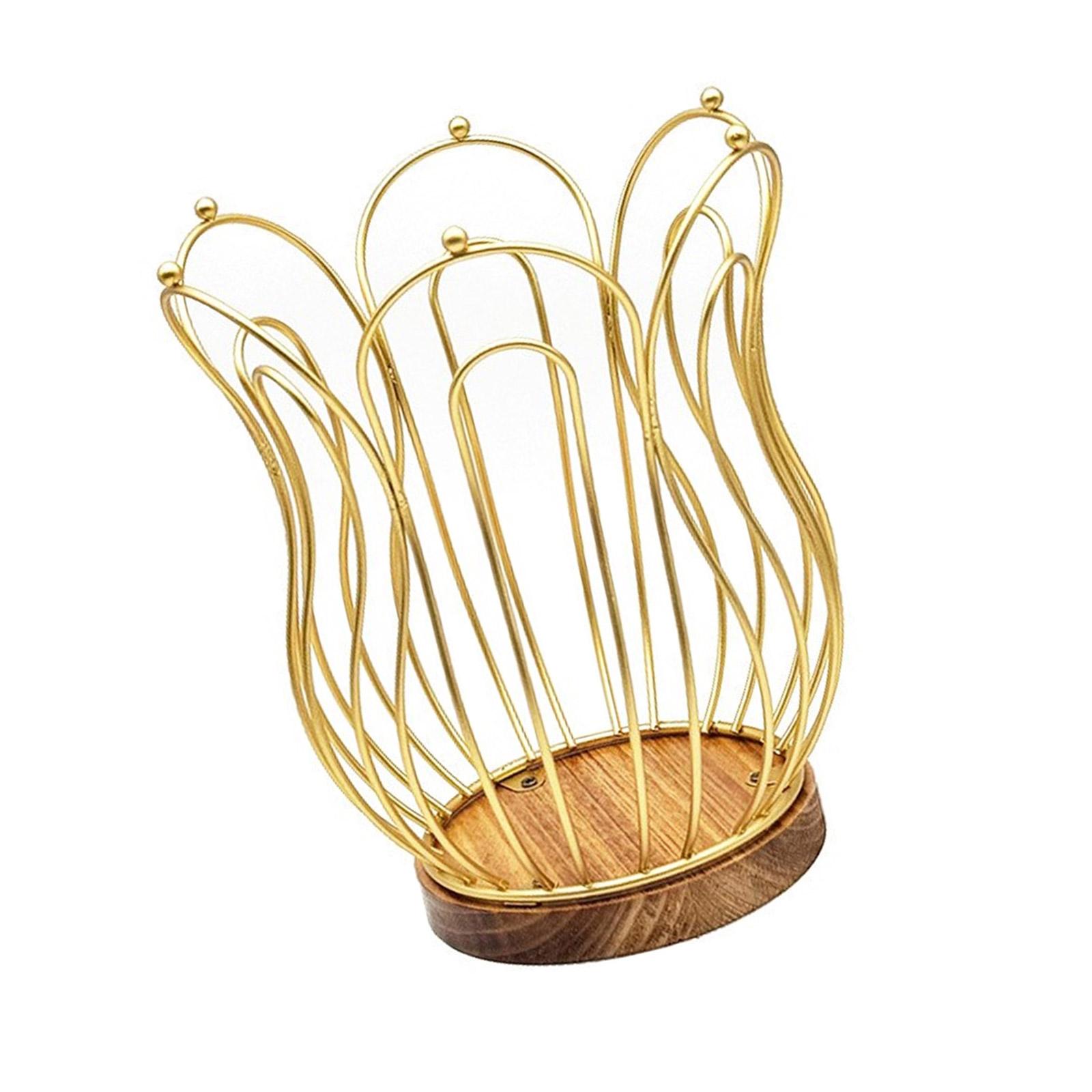 

Винтажный держатель для кофейных капсул с деревянным основанием, большой вместимости, проволочный органайзер для капсул, поднос для хранения капсул эспрессо B золотой