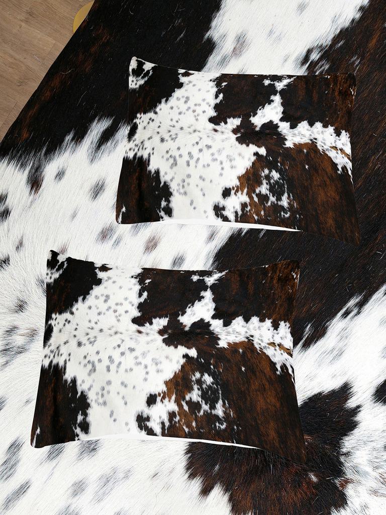 3pcs/set Cow Pattern Duvet Cover Set(1 Duvet Cover & 2 Pillowcase), Polyester Bedding Set For All Season