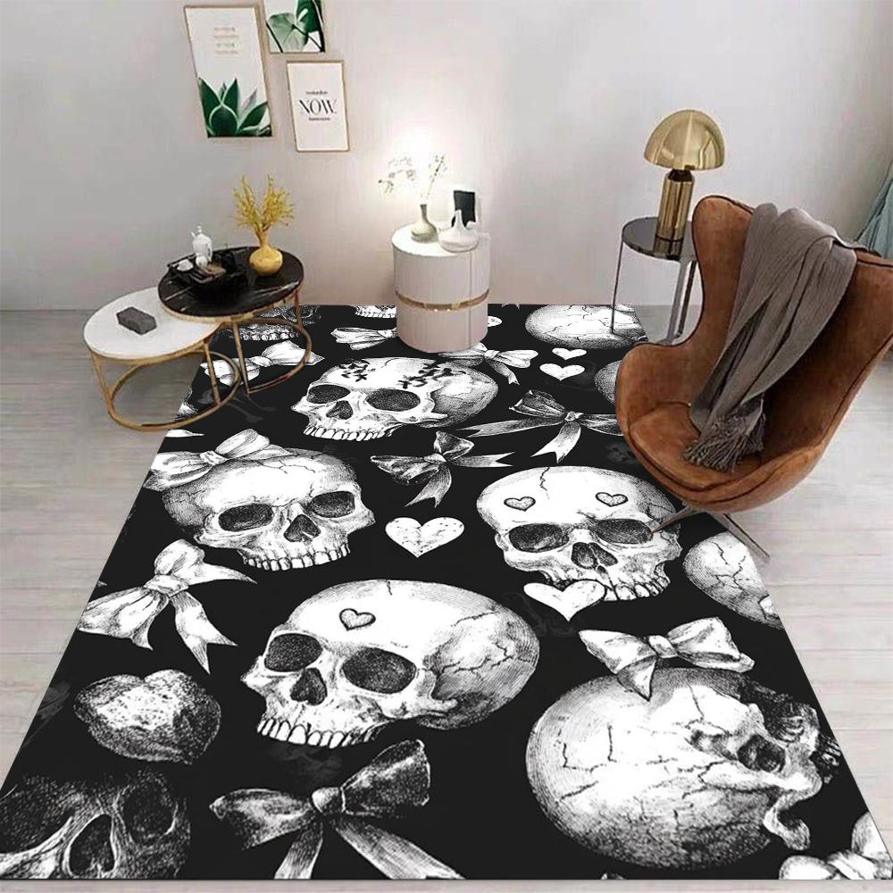 Rose Skull Printed Carpet Carpets for Living Room Rugs for Bedroom Washroom Floor Mat Home Decoration Gift