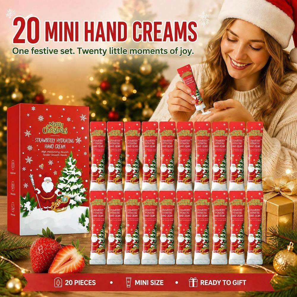 20 PCS Christmas Stocking Stuffer,Strawberry Hand Cream Gift Set for Women