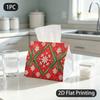 1pc Tissue Box, Christmas Style Snowflakes Green Winter Cheer Pattern, 2D Flat Printing, Lightweight, Can Be Washed, Tissue Holder, for Washrooms, 2D 