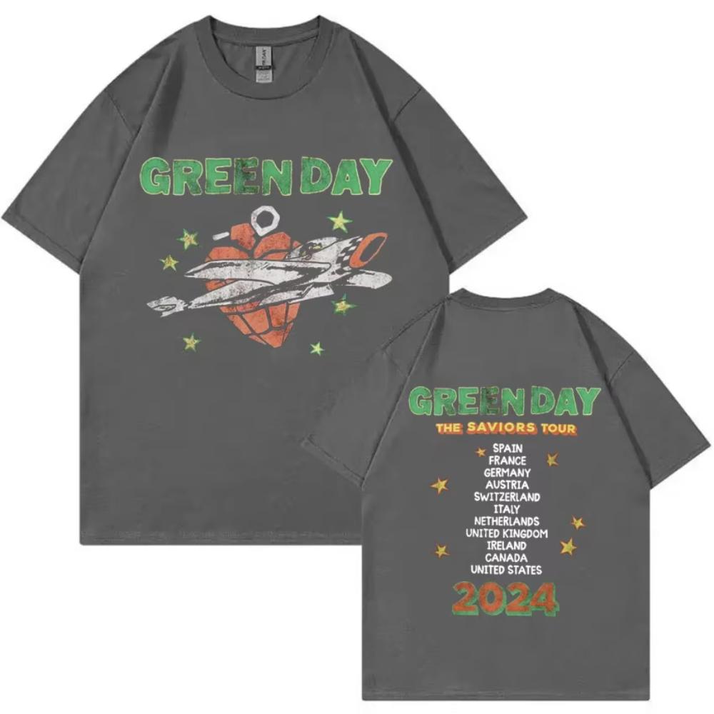Green Day The Saviors Tour Magliette Uomo Donna Rock Gotico Magliette Oversize a Manica Corta Magliette in Cotone