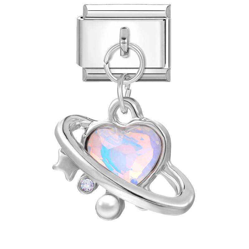 Zircon Colorful Crystal Butterfly Heart Flower Pendant Italian Charm Link Fit 9mm Bracelet Stainless Steel Women DIY Making Gift