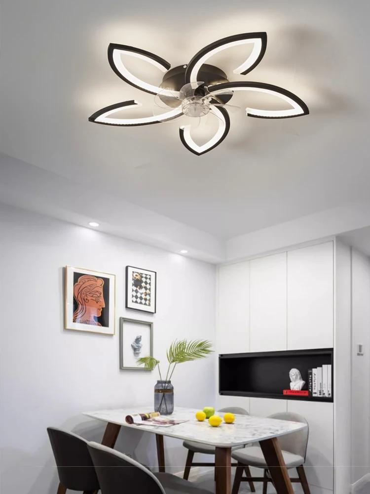 Black ceiling fan light for living room bedroom dining room indoor home lighting decorative light remote control smart lamp