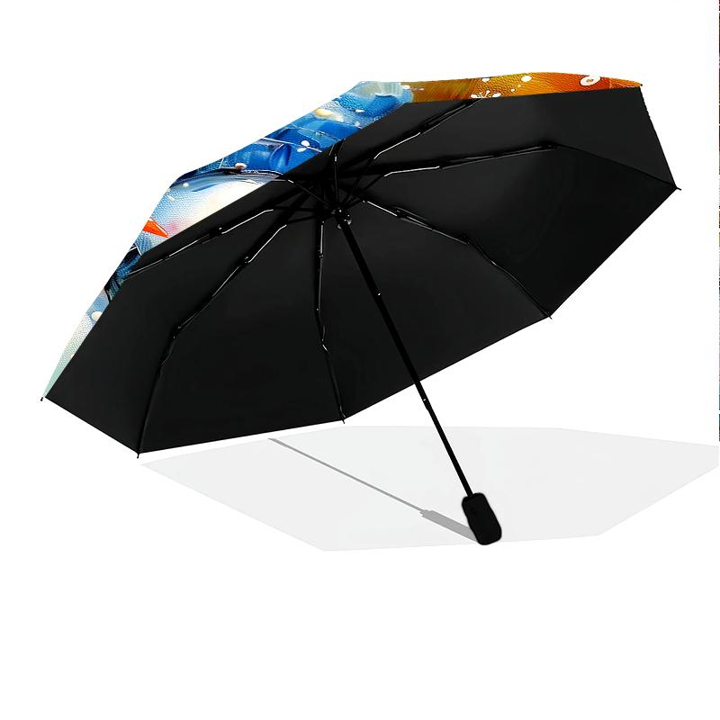 1 PC Automatic Folding Umbrella - Interesting Snowman Pattern, Portable & Foldable Design with 8 Ribs, Christmas Birthday Gifts