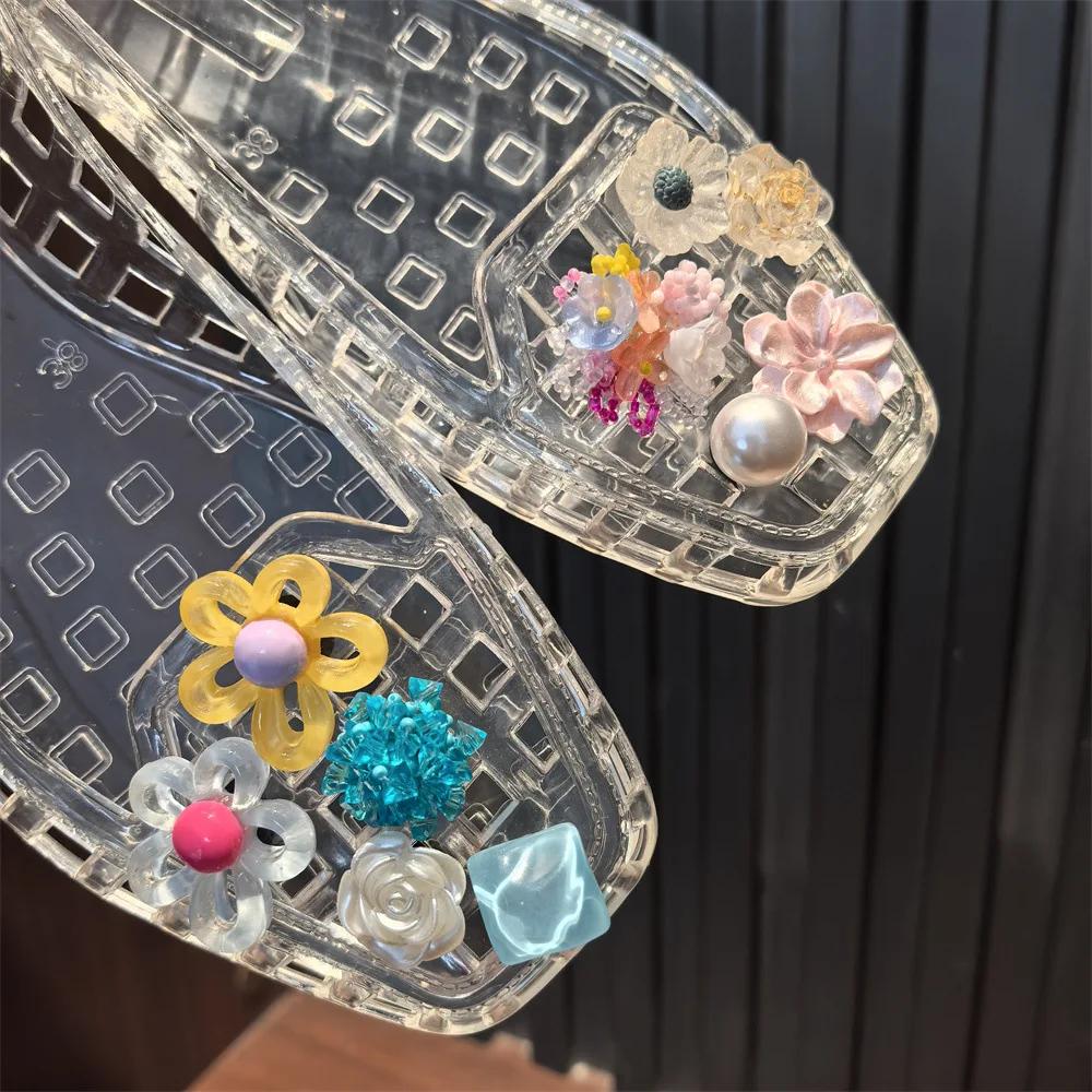 Set - Bead Flower Pearl Bow Sequin Charms DIY Detachable Fashion Crystal Shoe Decorations Accessories for Shoes 1 Complete Kit