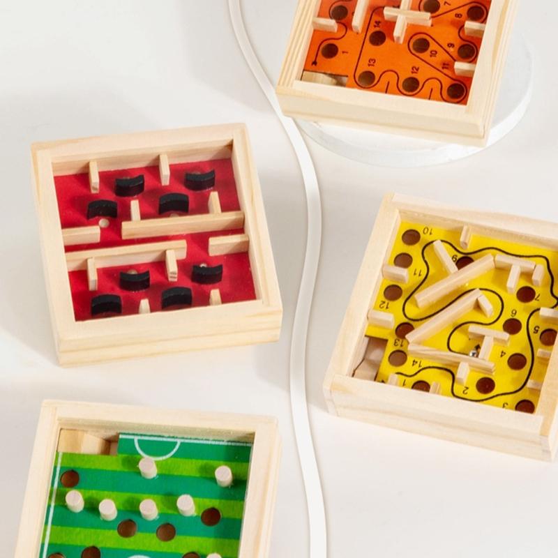 Children Wooden Labyrinths Puzzle Toy With Marble Balance Game For Problem Solving Development And Hand Eye Coordination