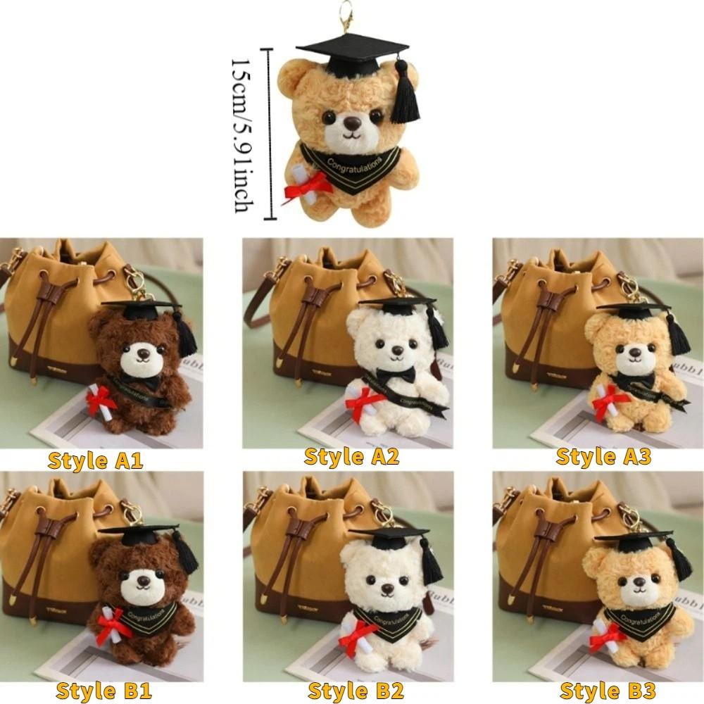 Cute Bear Plush Pendant 15cm Bear Pendant Toy Funny Plush Doll Keychain  Gift Giving