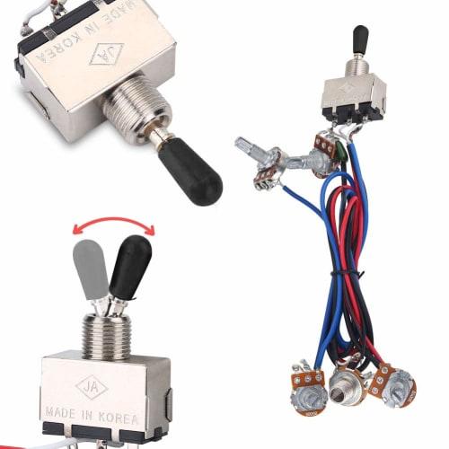 Ongwan Les Paul (LP) Guitar Wiring Harness (A500K, B500K) with 2 Volumes, 2 Tones, 1 Jackpot, and 3-Way Switch, Replacement Part for Les Paul Electric