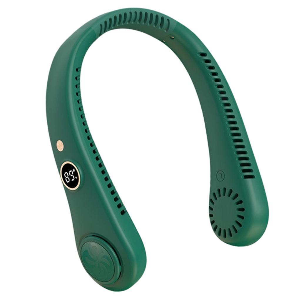 Digital Display Foldable Neck Fan Portable Wearable Personal Fan with Five Adjustable Speed Settings and Rechargeable Battery for Indoor Outdoor Use