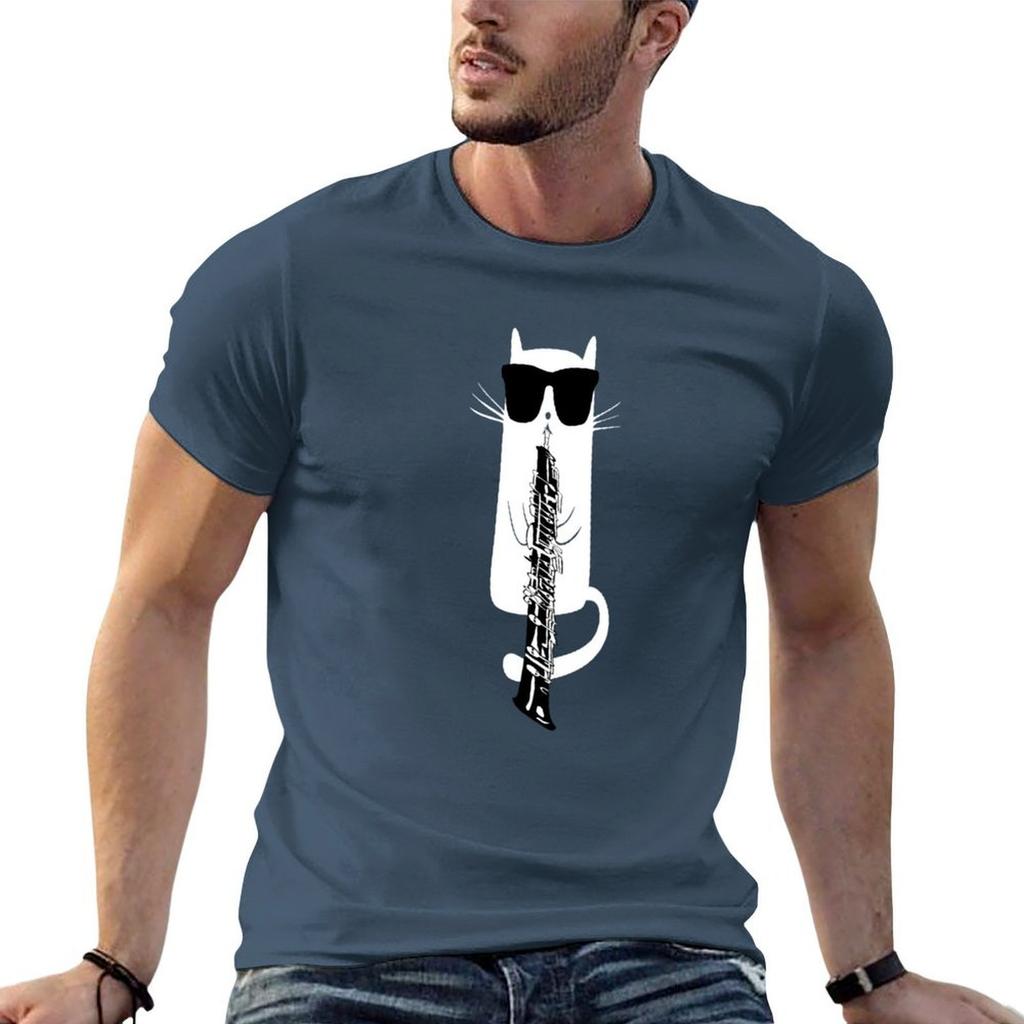 Funny Cat Wearing Sunglasses Playing Oboe TShirt Cotton T Shirt Pack Unisex T Shirts for Unisex Casual Unisex T Shirt Cotton Tshirt