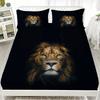 3pcs Fitted Sheet Set Animal Wolf Eagle Lion Dog Print 100% Polyester Breathable Bedding Set for Home Decor with 2 Pillowcases