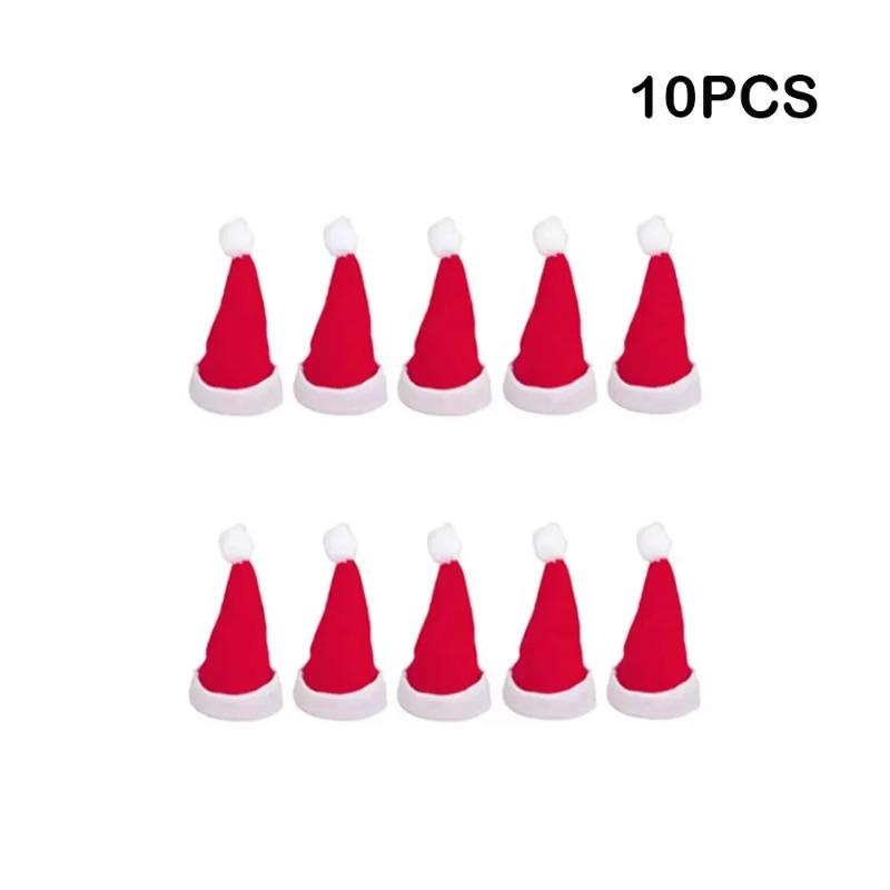 Mini Santa Hat Wine Bottle Covers, Christmas Table Decorations, Xmas Party Cutlery Silverware Sleeves for Holiday Dinner Table Decor Supplies