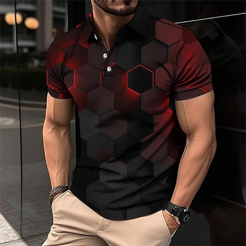 Cool Mecha 3D-tryckta kortärmade pikétröjor för män Kläder Tech-stil Kortärmad Mode Techwear Sport Muskel POLO-tröja