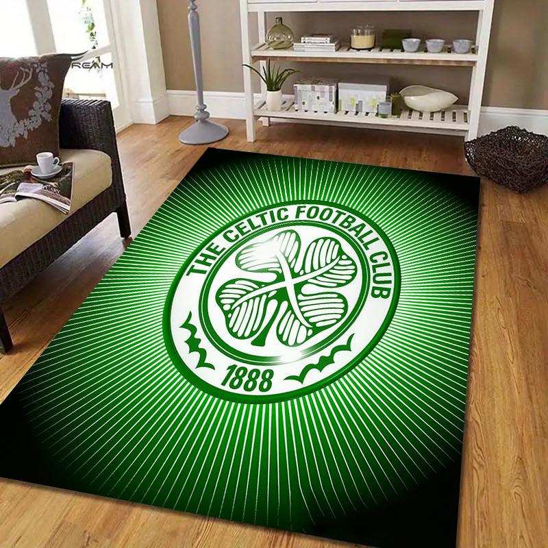 Celtic FC logo Pattern Square Carpet,Area Rug,Carpet Rug for Living Room Bedroom Sofa Playroom Decor,Non-slip Floor Mat,Holiday Birthday Gifts