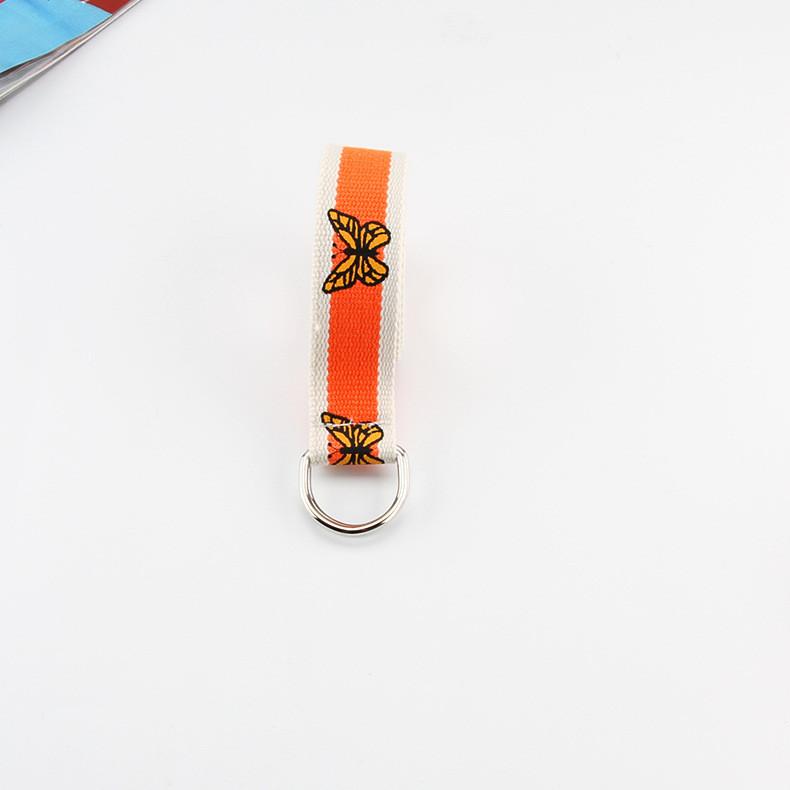 

Belt Canvas Waist For Adults With Butterfly Print Double Ring Casual Buckle OrangeEdge