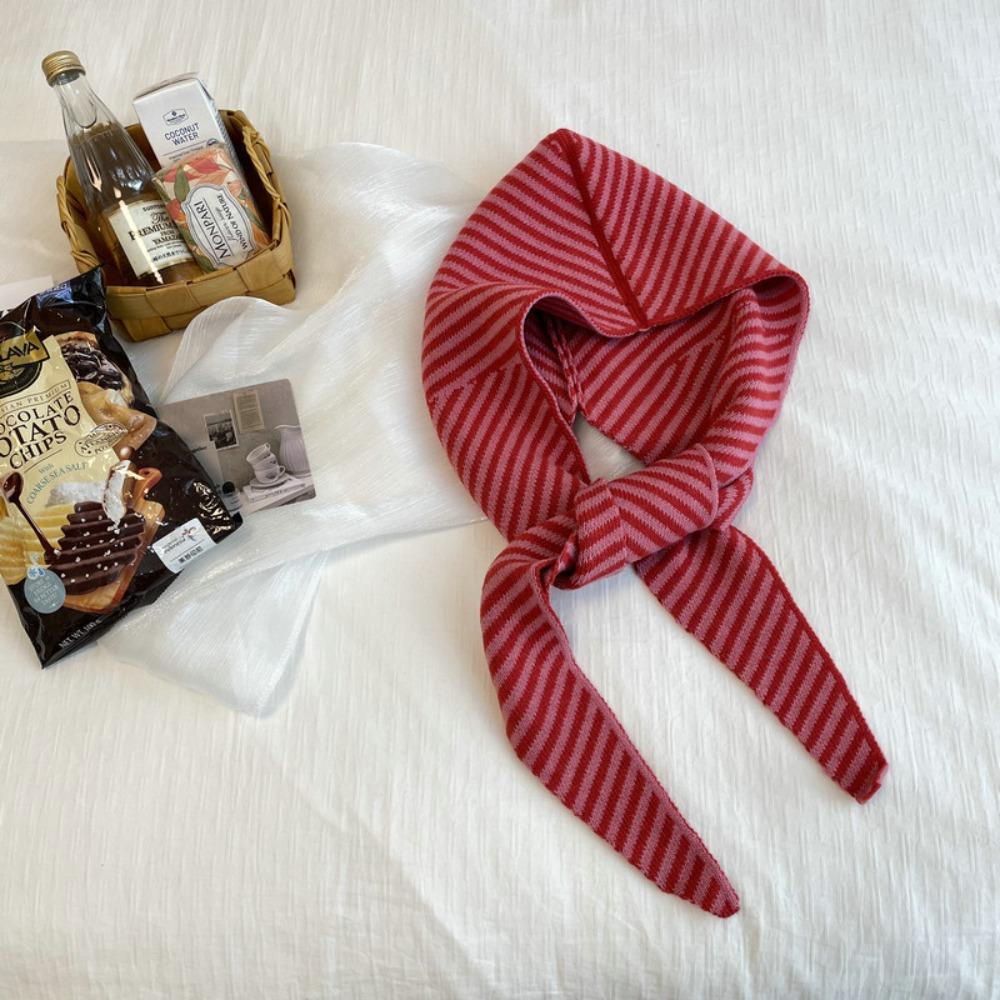 

Wool Yarn Hooded Hat Striped Shawl Neck Beanie Korean Version Scarf Hat Cold Weather