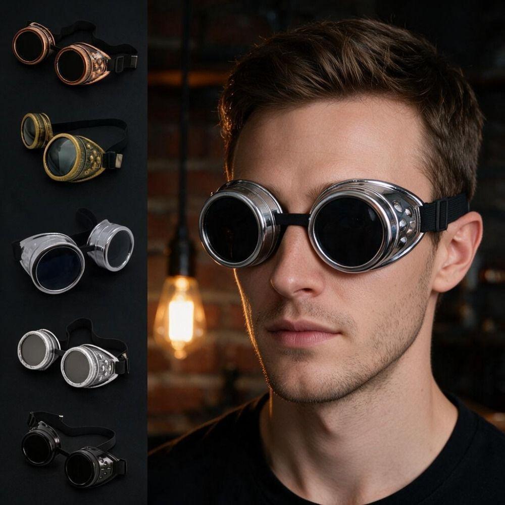 Occhiali Steampunk in Metallo Occhiali da Pilota Retrò Occhiali Steampunk Moda Vintage Halloween
