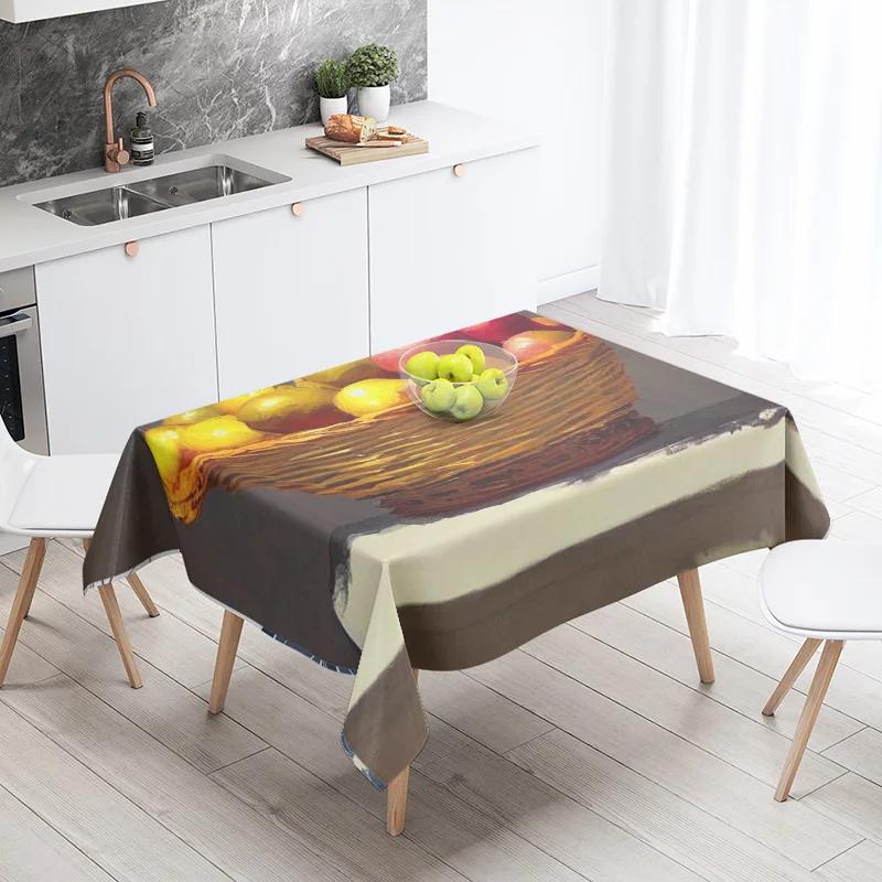 Abstrakte Kunst Lebensmittelillustration Tischdecke Ölbeständige Tischdecke Wasserdichte Picknick-Stoff Nordische Heimdekoration