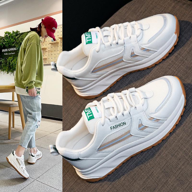 Spring New Forrest Gump Daddy Shoes Women's Genuine Leather Small White Shoes Korean Style Lightweight Sports and Leisure Women's Shoes