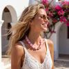 Beaded Chunky Necklace Resin Square Beads Short Necklace Bohemian Fashion Chunky Choker for Women Holiday Beach Party Vacation