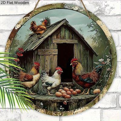 Vintage Hühnerstall Holzschild - Rustikale dekorative Plakette für Zuhause, Garage, Café-Dekor - Rustikales Ornament mit Tiermotiv