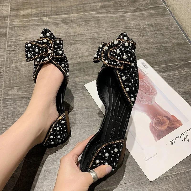 Women Fashion Flat Single Shoes Feamle Autumn Pointed Toe Shoes Flat Loafers Soft Sole Ladies Plus Size 35-43 Zapatos De Mujer