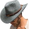 Lake Blue Cowboy Straw Hat 2023 Western Cowboy Sun Hat Spring Knight Hat Unisex Jazz Hat Summer Wide Brimmed Hat Sombrero Hombre