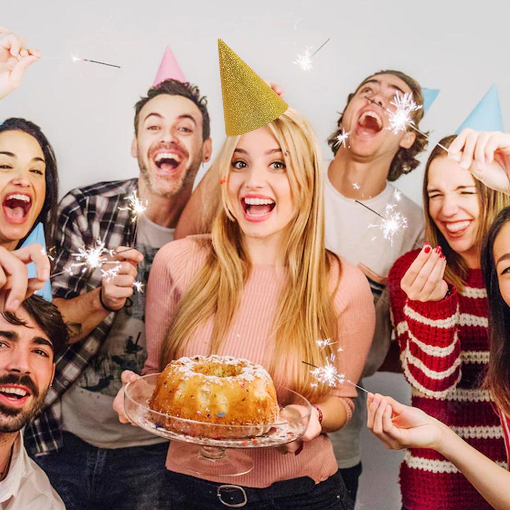 12Pcs Glitter Birthday Hat Cone Party Hats for Kids Girls Boys Baby Shower Toddler Birthday Party Supplies Classroom Decorations