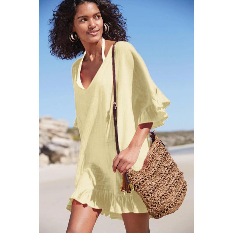 Beach Cover Up Dress With Tencel Blend Fabric For Summer Vacation Wear