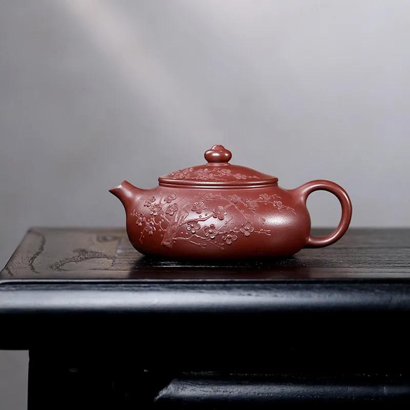150ml Chinese Yixing Purple Clay Teapot Handmade Plum Blossom Zisha Tea Pot Tradition Household Kettle Zisha Tea Set Accessories