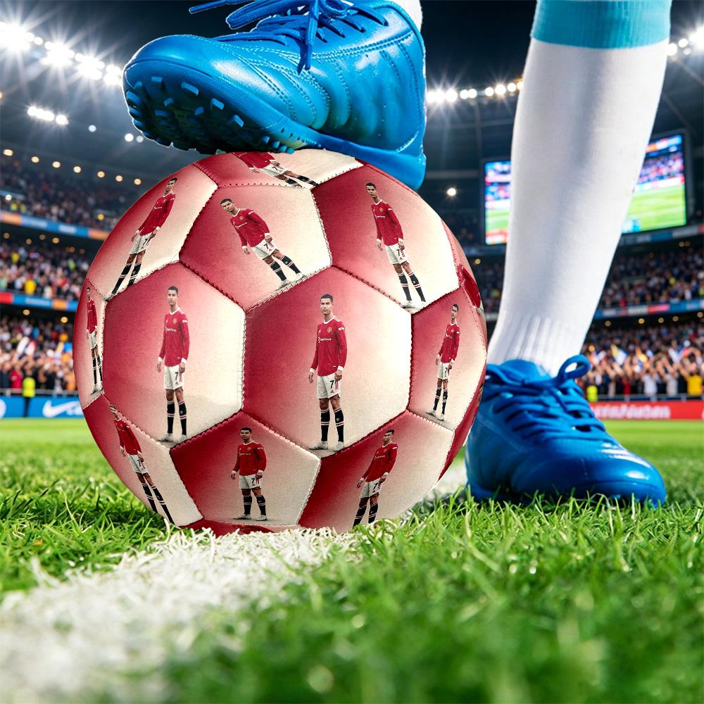 Pallone da Calcio Taglia 5 Stampato Cristiano Ronaldo Resistente all'Usura Standard Allenamento Adulti Regalo per Fan Partite Indoor Outdoor Sport