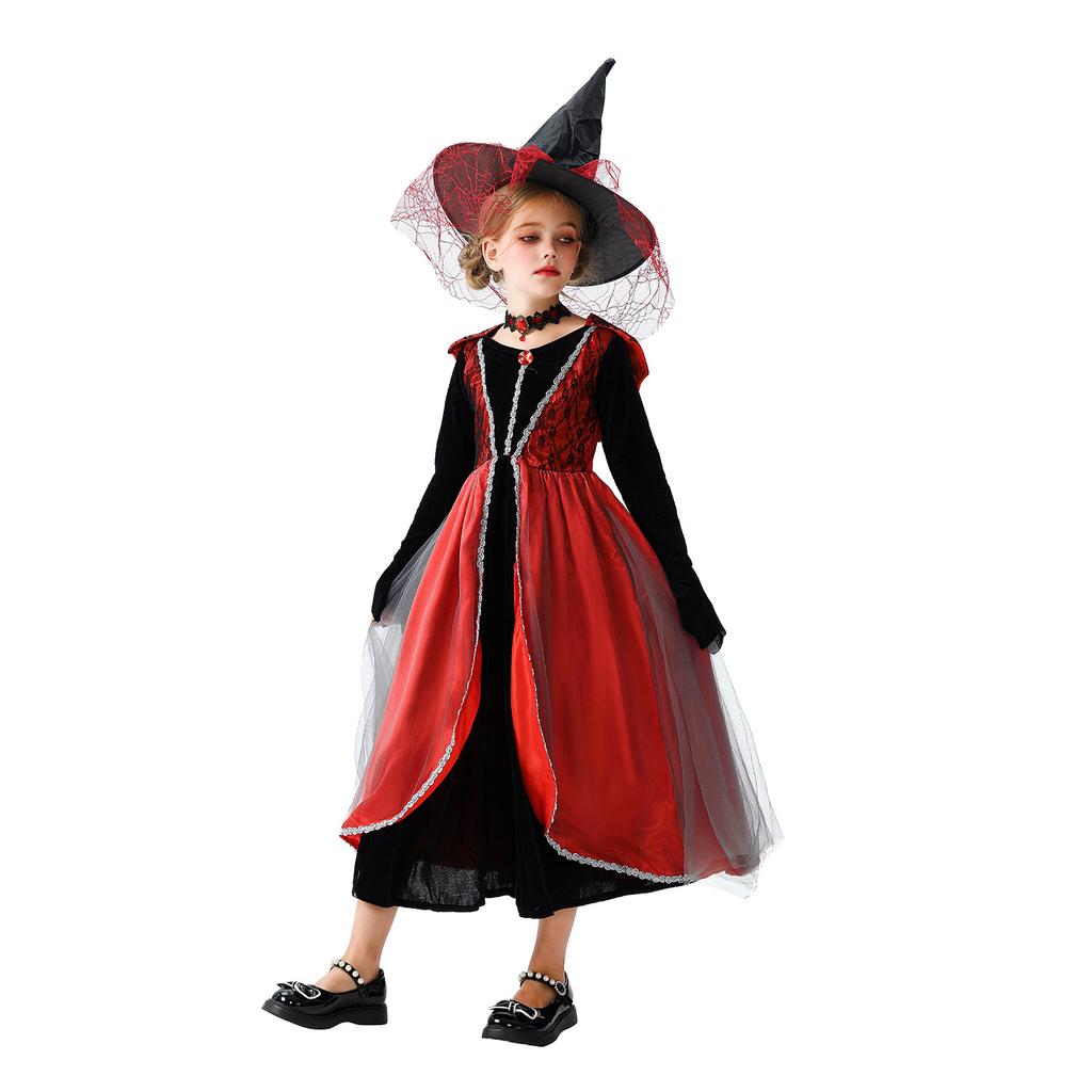 Halloween Children's Costumes Witch Dress Witch Dress Stage Costumes Vampire Demon Robe Medieval