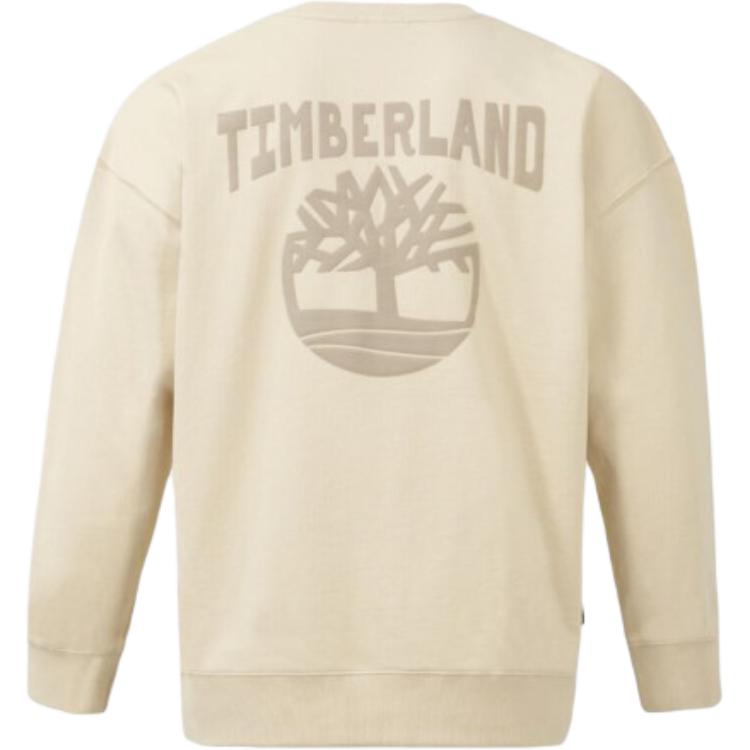Timberland Letter Print Crew Neck Loose Fit American Style Solid Color Long Sleeve Sweatshirt Men sweatshirt Ivory TB0A5RN6EFL1