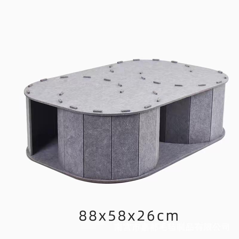 Large Felt Pet Nest Tunnel Cat Bed - Removable Scratching Board Teaser Toy for Small Medium Pets