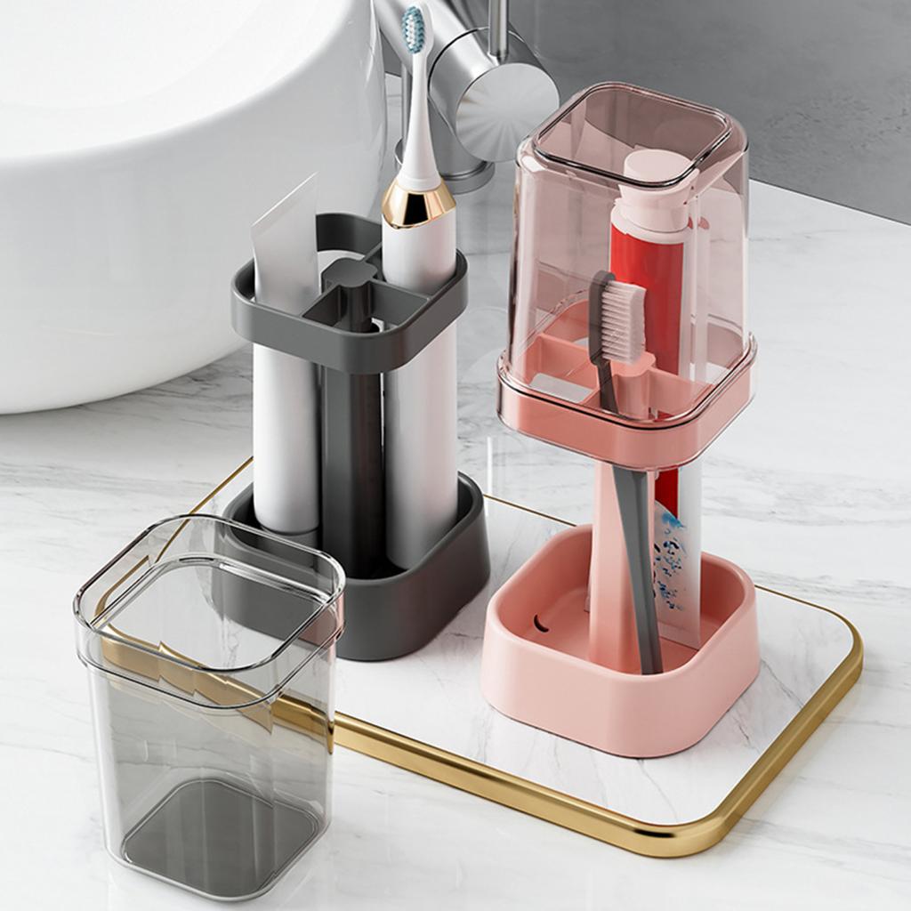 Yousheng Zahnbürstenständer mit Becher, staubdicht, höhenverstellbar, 3 Steckplätze, Halter für elektrische Zahnbürsten, Zahnpasta, Multifunktions-Organizer
