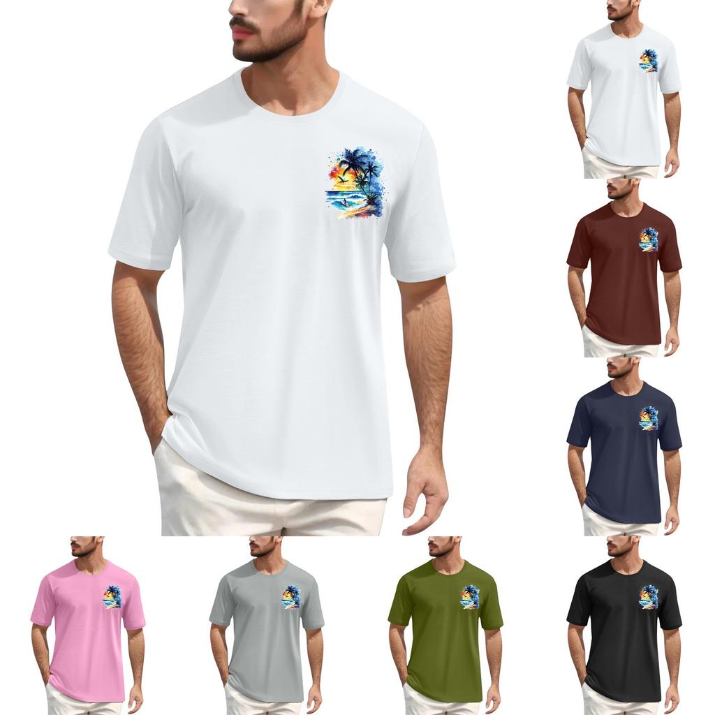 Men's Round Neck Casual Printed Short Sleeve T-Shirt