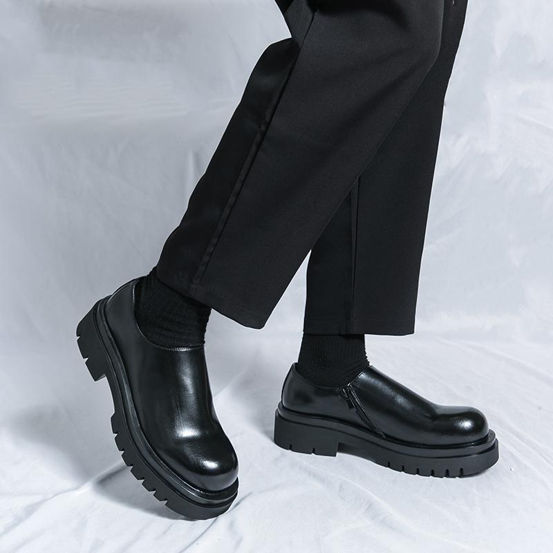 Fashion Fashion Side Zipper Loafers Handmade Mens Business Designer Leather Shoes Breathable Male Comfortable Men Casual Walking Shoes