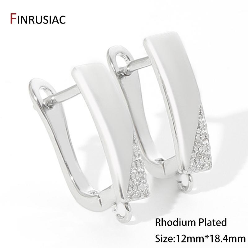 18K Gold Plated Zircon Shvenzy Earrings Making Supplies,Brass DIY Creative Basic Earwire Stitches Earring Hooks Accessories